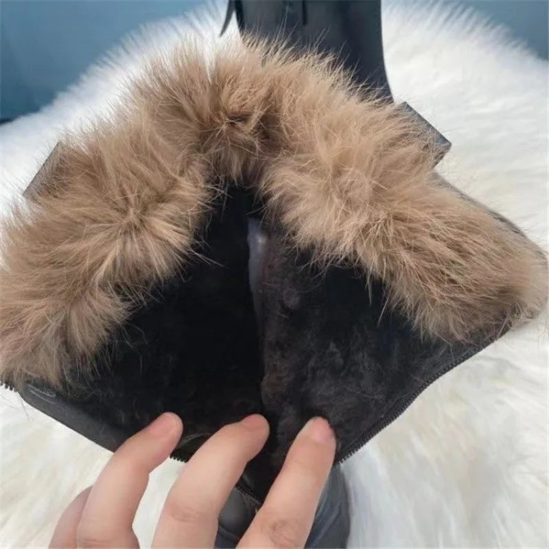 Stivaletto Platform in Pelle e Pelo