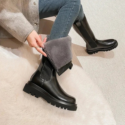 Stivali Alti in Pelle con pelo interno