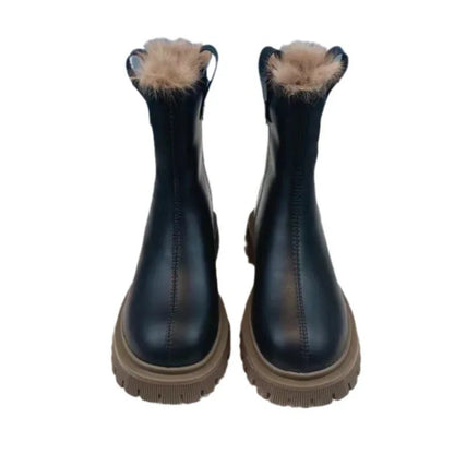 Stivaletto Platform in Pelle e Pelo